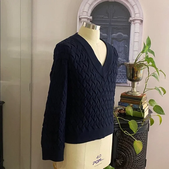 Gant Navy Blue Cotton V Neck sweater ladies size S - Picture 10 of 11